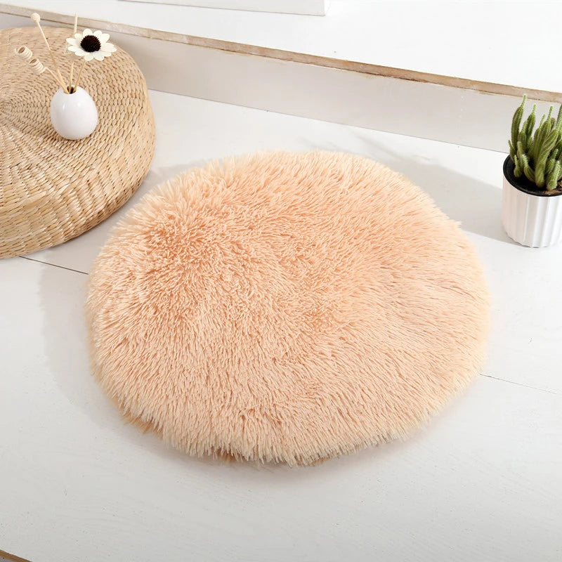 Plush Round Cat Bed - Soft Fleece Pet Mat for Kittens and Small Dogs - ZOOMNSTORE