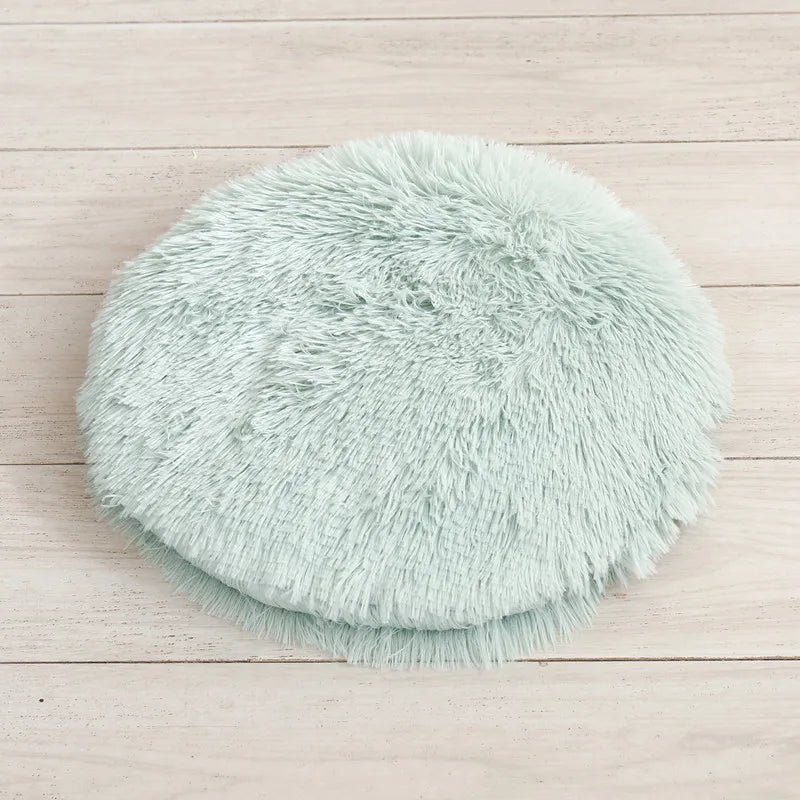 Plush Round Cat Bed - Soft Fleece Pet Mat for Kittens and Small Dogs - ZOOMNSTORE