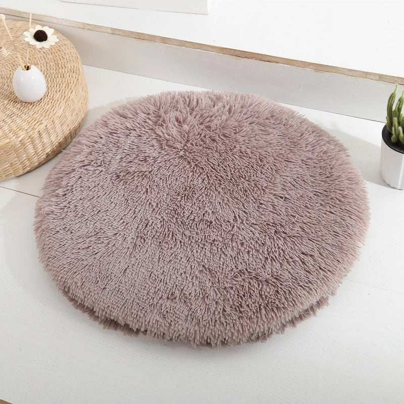 Plush Round Cat Bed - Soft Fleece Pet Mat for Kittens and Small Dogs - ZOOMNSTORE
