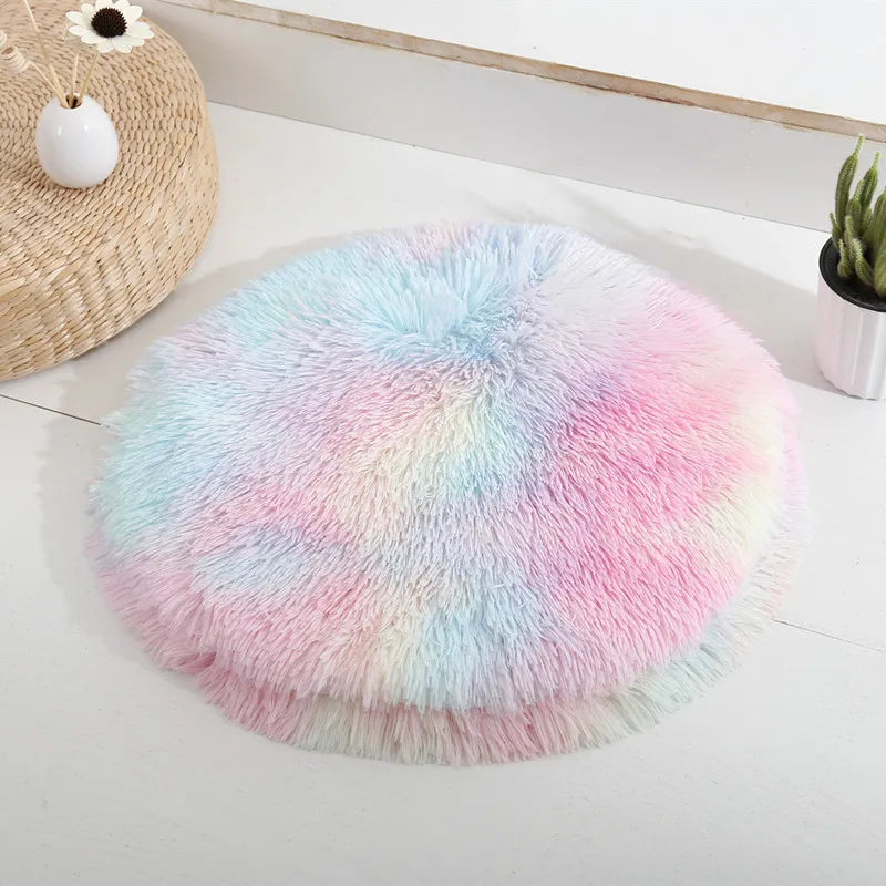Plush Round Cat Bed - Soft Fleece Pet Mat for Kittens and Small Dogs - ZOOMNSTORE