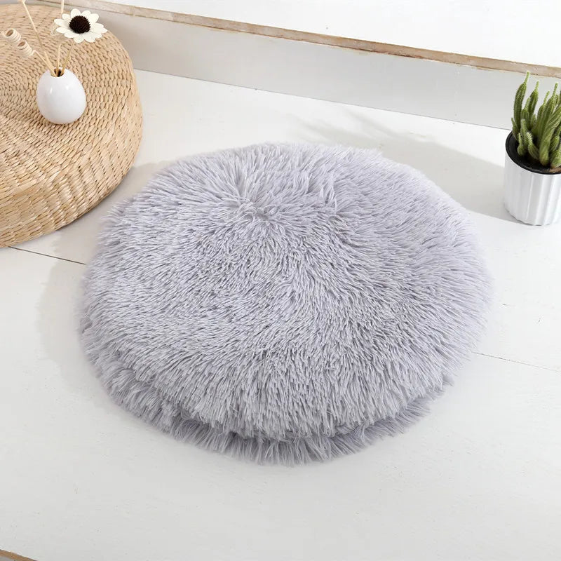 Plush Round Cat Bed - Soft Fleece Pet Mat for Kittens and Small Dogs - ZOOMNSTORE