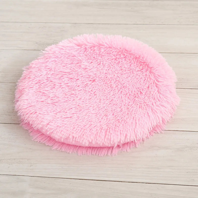 Plush Round Cat Bed - Soft Fleece Pet Mat for Kittens and Small Dogs - ZOOMNSTORE