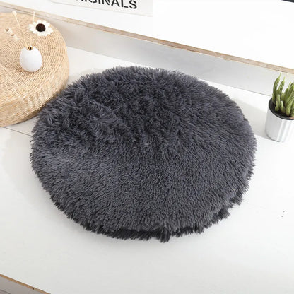 Plush Round Cat Bed - Soft Fleece Pet Mat for Kittens and Small Dogs - ZOOMNSTORE