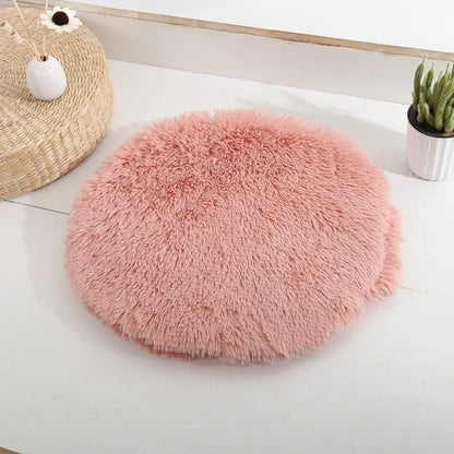 Plush Round Cat Bed - Soft Fleece Pet Mat for Kittens and Small Dogs - ZOOMNSTORE