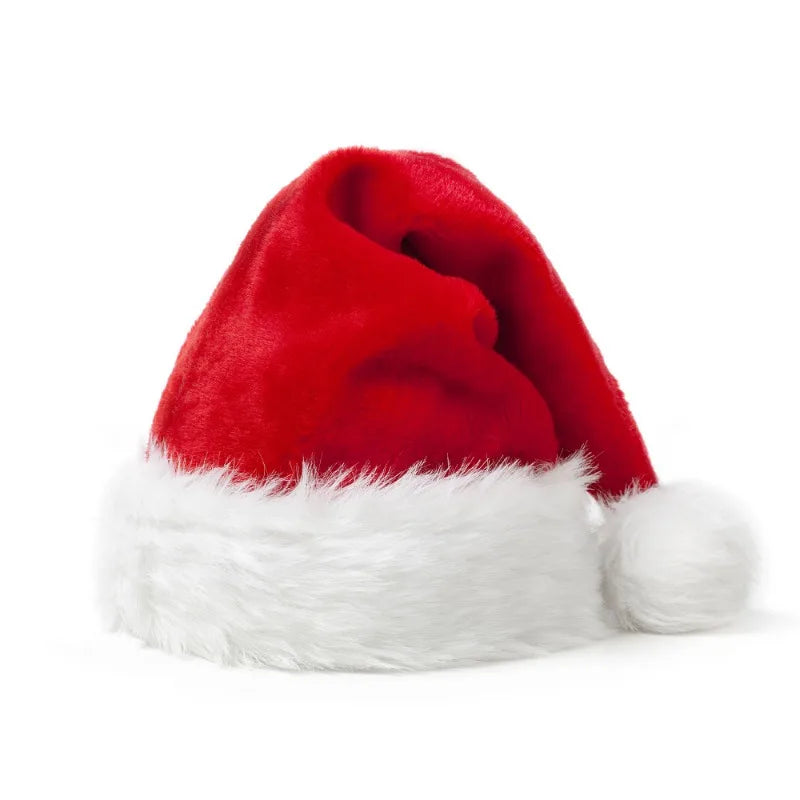 Thick Plush Christmas Santa Hat - Holiday Red Hat for Adults  Kids - ZOOMNSTORE