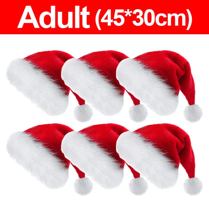 Thick Plush Christmas Santa Hat - Holiday Red Hat for Adults  Kids - ZOOMNSTORE