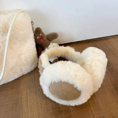 Plush Ear Muffs – Foldable Thick Wool Earmuffs for Cold Protection Winter Gear - ZOOMNSTORE