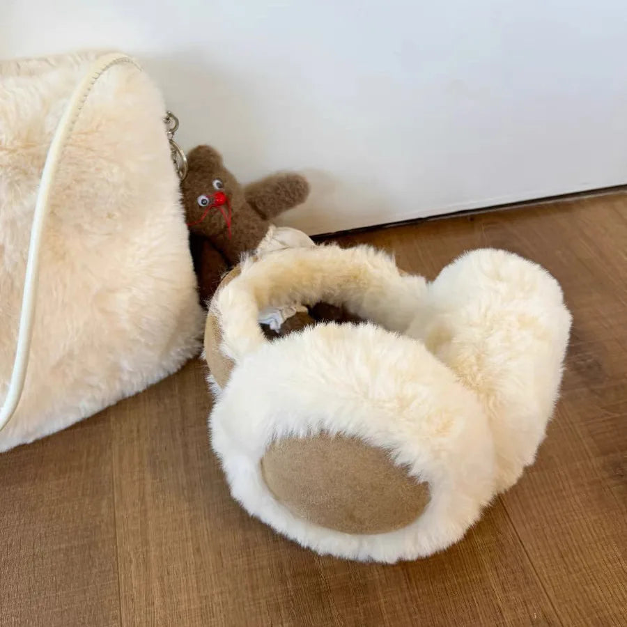 Plush Ear Muffs – Foldable Thick Wool Earmuffs for Cold Protection Winter Gear - ZOOMNSTORE