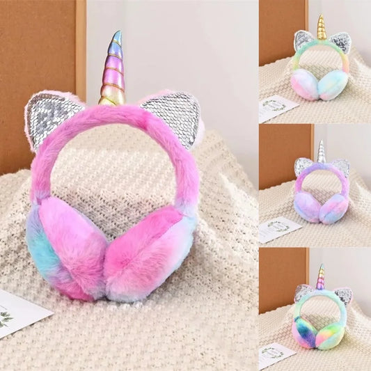 Plush Earmuffs - Colorful Tie-Dye Soft Faux Fur Ear Warmers for Kids & Women - ZOOMNSTORE
