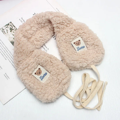 Plush Earmuffs – Cute Bear Winter Ear Warmers With Adjustable Lace-Up Design - ZOOMNSTORE
