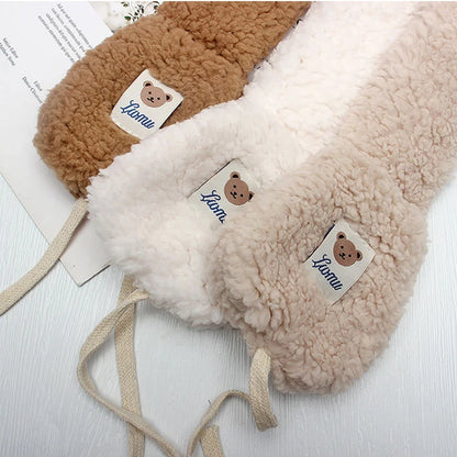 Plush Earmuffs – Cute Bear Winter Ear Warmers With Adjustable Lace-Up Design - ZOOMNSTORE