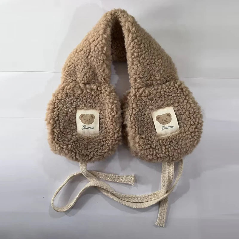 Plush Earmuffs – Cute Bear Winter Ear Warmers With Adjustable Lace-Up Design - ZOOMNSTORE
