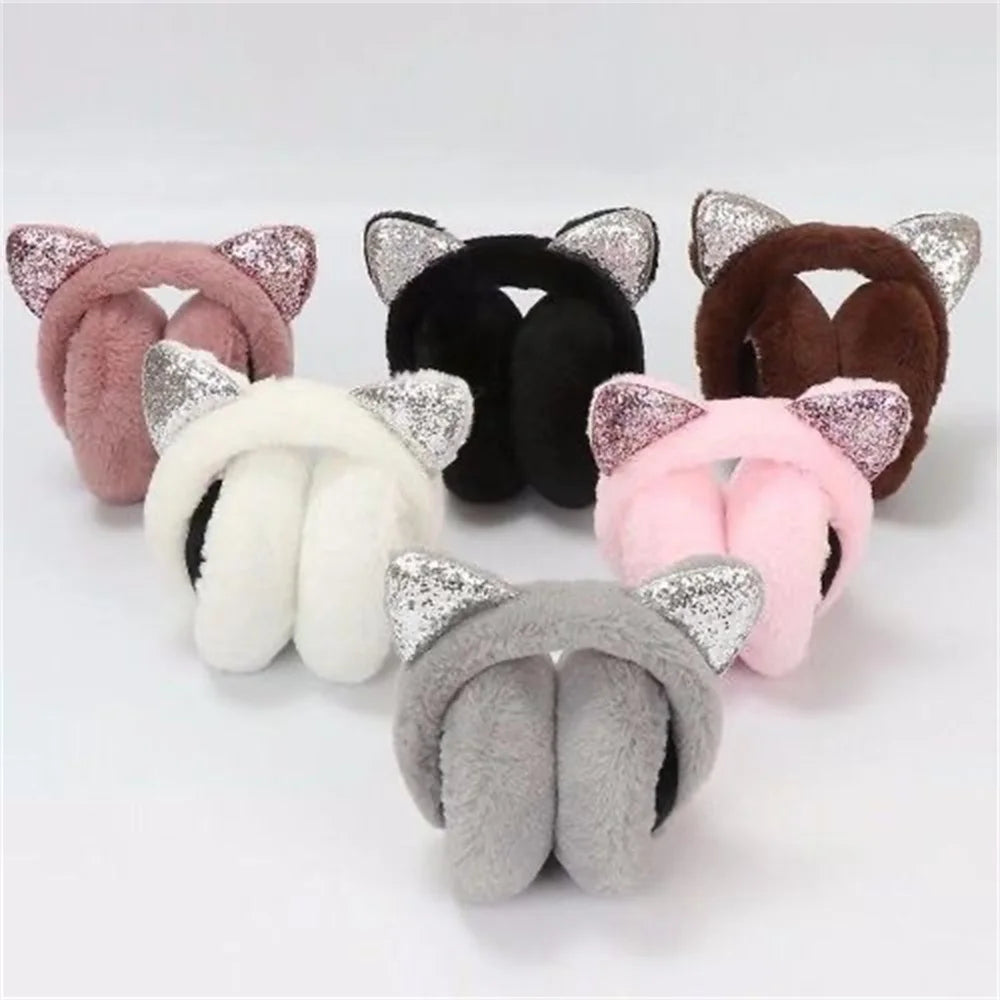 Plush Earmuffs - Cute Cat Ears Winter Ear Muffs With Soft Cashmere Earflaps - ZOOMNSTORE