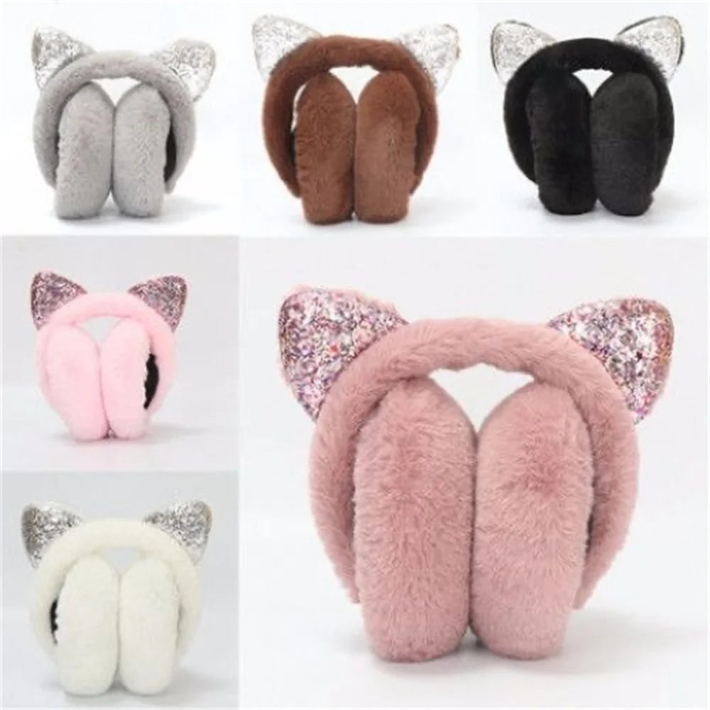 Plush Earmuffs - Cute Cat Ears Winter Ear Muffs With Soft Cashmere Earflaps - ZOOMNSTORE