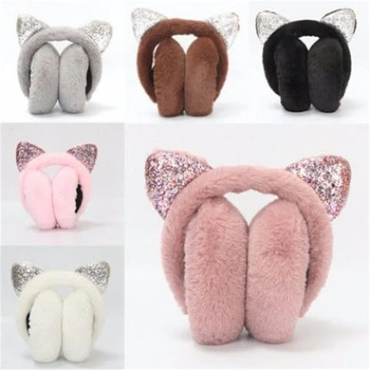 Plush Earmuffs - Cute Cat Ears Winter Ear Muffs With Soft Cashmere Earflaps - ZOOMNSTORE