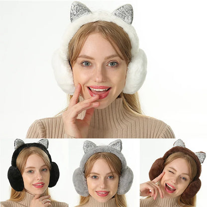Plush Earmuffs - Cute Cat Ears Winter Ear Muffs With Soft Cashmere Earflaps - ZOOMNSTORE