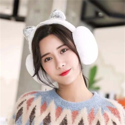 Plush Earmuffs - Cute Cat Ears Winter Ear Muffs With Soft Cashmere Earflaps - ZOOMNSTORE
