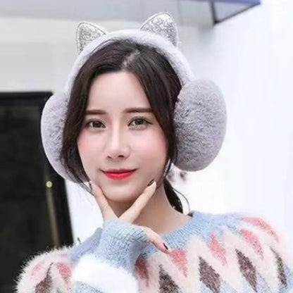 Plush Earmuffs - Cute Cat Ears Winter Ear Muffs With Soft Cashmere Earflaps - ZOOMNSTORE