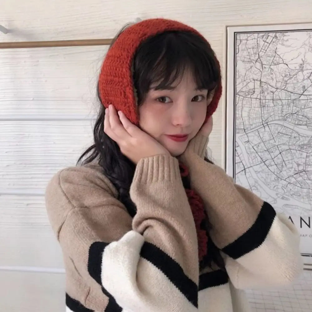 Plush Earmuffs – Handmade Thick Knit Winter Ear Warmers For Women | Soft Cozy Earflap Cover - ZOOMNSTORE