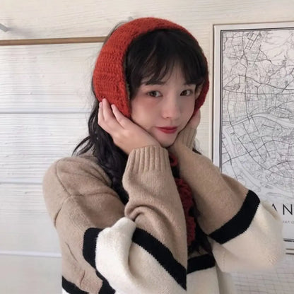 Plush Earmuffs – Handmade Thick Knit Winter Ear Warmers For Women | Soft Cozy Earflap Cover - ZOOMNSTORE