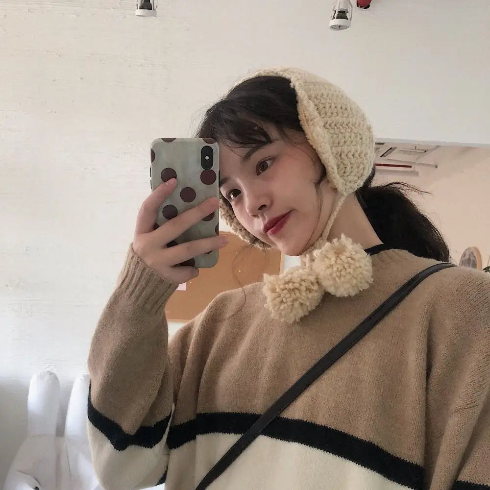 Plush Earmuffs – Handmade Thick Knit Winter Ear Warmers For Women | Soft Cozy Earflap Cover - ZOOMNSTORE