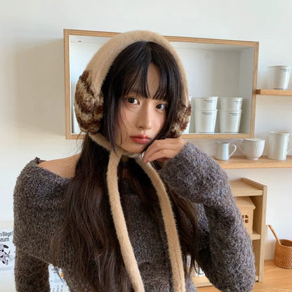 Plush Earmuffs Women – Hand-Knitted Pink Ear Warmers | Cozy Winter Accessories - ZOOMNSTORE