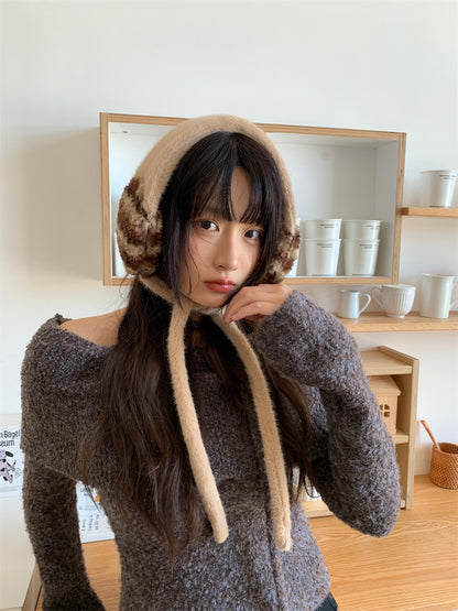 Plush Earmuffs Women – Hand-Knitted Pink Ear Warmers | Cozy Winter Accessories - ZOOMNSTORE