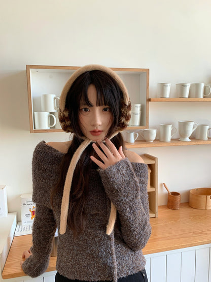 Plush Earmuffs Women – Hand-Knitted Pink Ear Warmers | Cozy Winter Accessories - ZOOMNSTORE