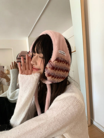 Plush Earmuffs Women – Hand-Knitted Pink Ear Warmers | Cozy Winter Accessories - ZOOMNSTORE