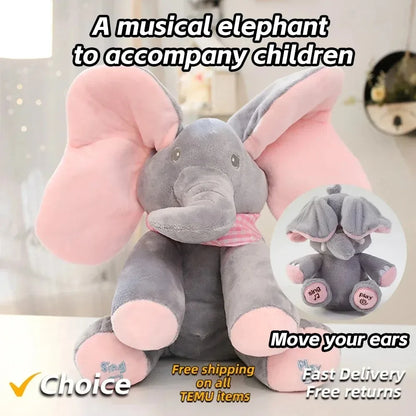 Animated Plush Singing Elephant Toy - Cute Electric Stuffed Animal for Babies - ZOOMNSTORE