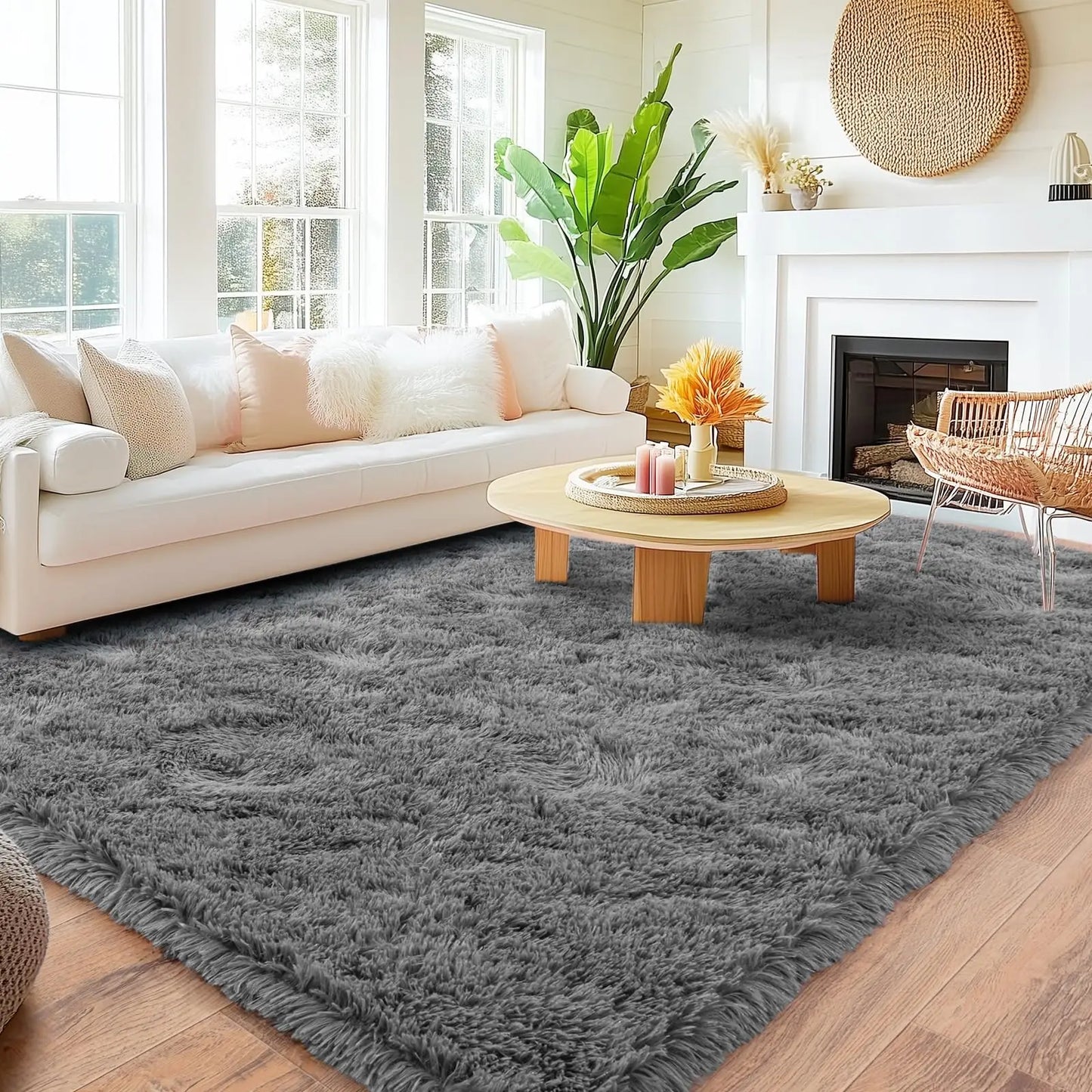 Plush Living Room Rug - Ultra-Soft Fluffy Floor Mat | Custom Size Rectangle Carpet - ZOOMNSTORE