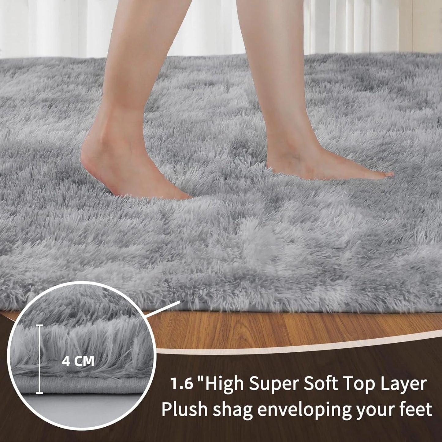 Plush Living Room Rug - Ultra-Soft Fluffy Floor Mat | Custom Size Rectangle Carpet - ZOOMNSTORE