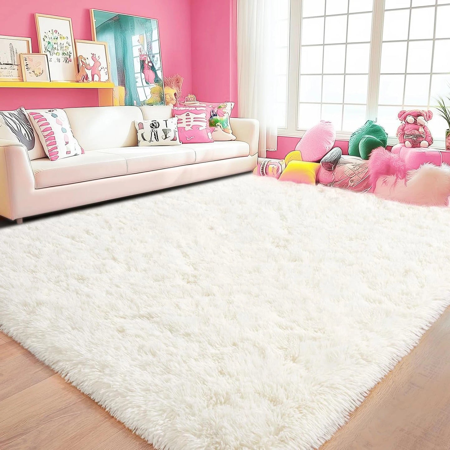 Plush Living Room Rug - Ultra-Soft Fluffy Floor Mat | Custom Size Rectangle Carpet - ZOOMNSTORE