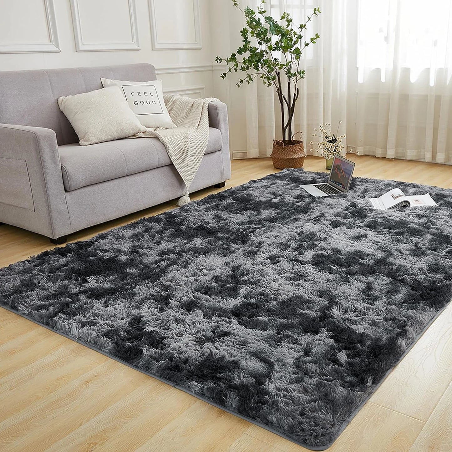 Plush Living Room Rug - Ultra-Soft Fluffy Floor Mat | Custom Size Rectangle Carpet - ZOOMNSTORE