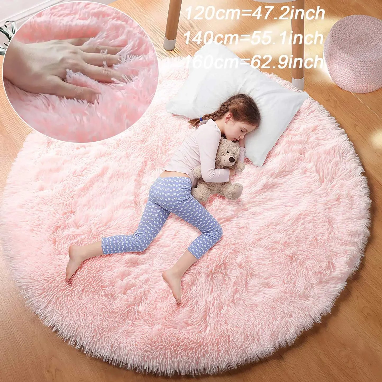 Plush Round Rug – Soft Area Carpet | Fluffy White Rug for Living Room - ZOOMNSTORE