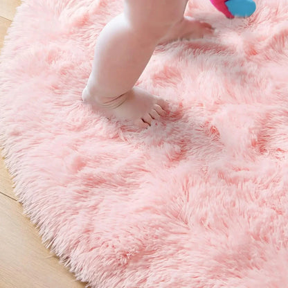 Plush Round Rug – Soft Area Carpet | Fluffy White Rug for Living Room - ZOOMNSTORE