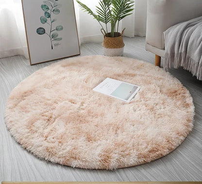 Plush Round Rug – Soft Area Carpet | Fluffy White Rug for Living Room - ZOOMNSTORE