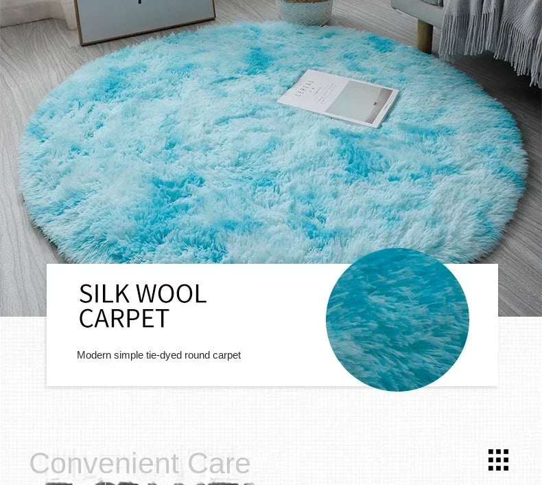 Plush Round Rug – Soft Area Carpet | Fluffy White Rug for Living Room - ZOOMNSTORE