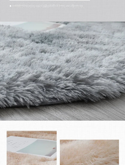 Plush Round Rug – Soft Area Carpet | Fluffy White Rug for Living Room - ZOOMNSTORE
