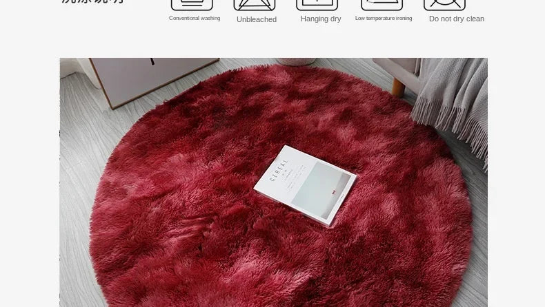 Plush Round Rug – Soft Area Carpet | Fluffy White Rug for Living Room - ZOOMNSTORE