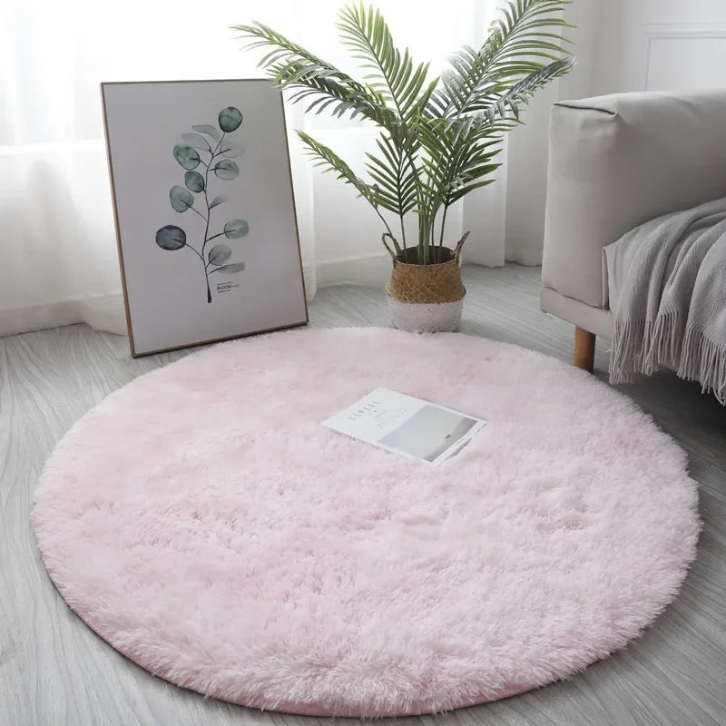 Plush Round Rug - Soft Fluffy White Carpet | Living Room & Bedroom Decor - ZOOMNSTORE