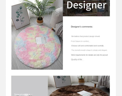 Plush Round Rug - Soft Fluffy White Carpet | Living Room & Bedroom Decor - ZOOMNSTORE