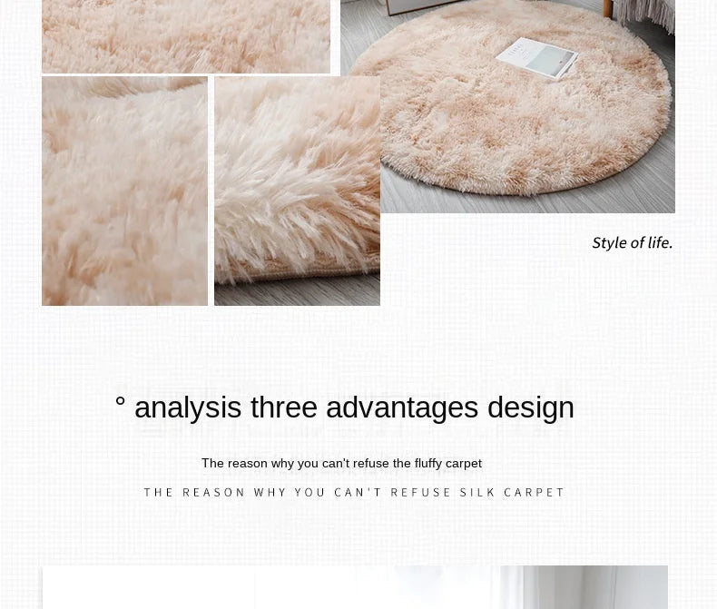 Plush Round Rug - Soft Fluffy White Carpet | Living Room & Bedroom Decor - ZOOMNSTORE