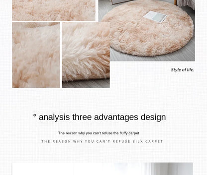 Plush Round Rug - Soft Fluffy White Carpet | Living Room & Bedroom Decor - ZOOMNSTORE