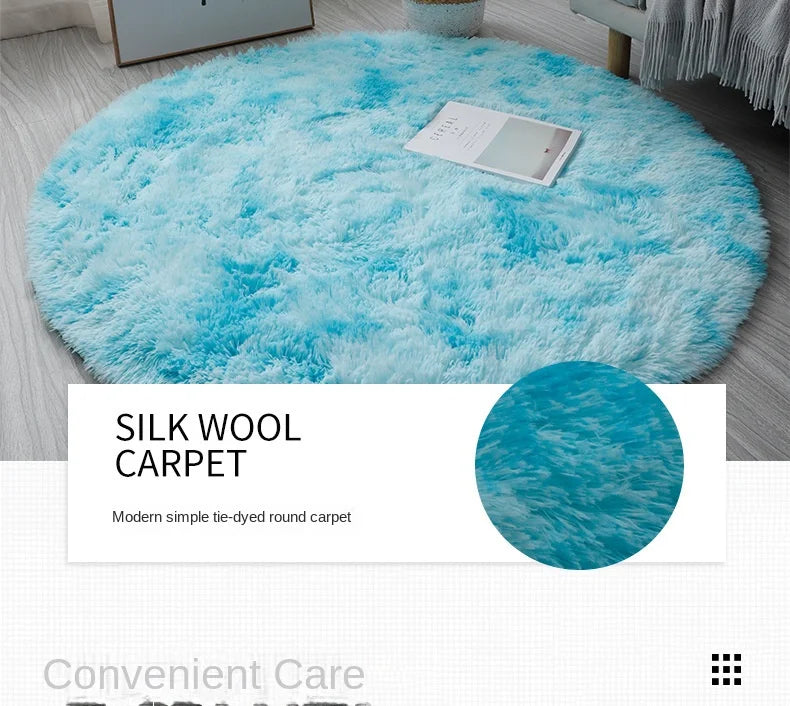 Plush Round Rug - Soft Fluffy White Carpet | Living Room & Bedroom Decor - ZOOMNSTORE