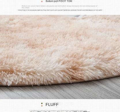 Plush Round Rug - Soft Fluffy White Carpet | Living Room & Bedroom Decor - ZOOMNSTORE