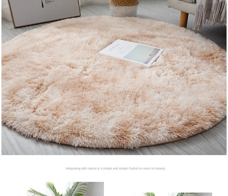 Plush Round Rug - Soft Fluffy White Carpet | Living Room & Bedroom Decor - ZOOMNSTORE