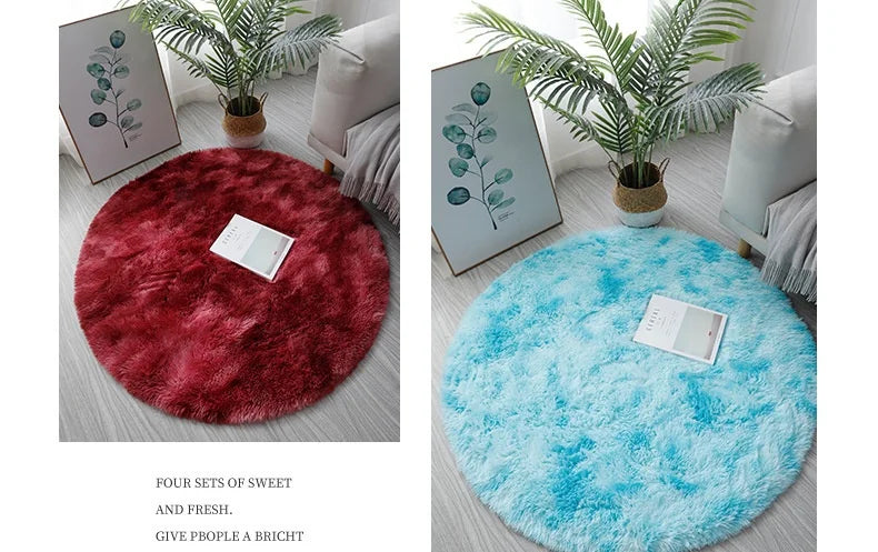 Plush Round Rug - Soft Fluffy White Carpet | Living Room & Bedroom Decor - ZOOMNSTORE
