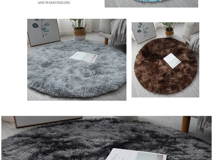 Plush Round Rug - Soft Fluffy White Carpet | Living Room & Bedroom Decor - ZOOMNSTORE
