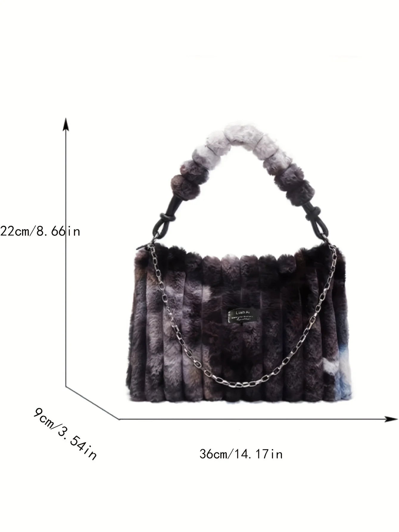 Plush Tote Bag - Large Soft Striped Shoulder Handbag With Zipper Closure - ZOOMNSTORE